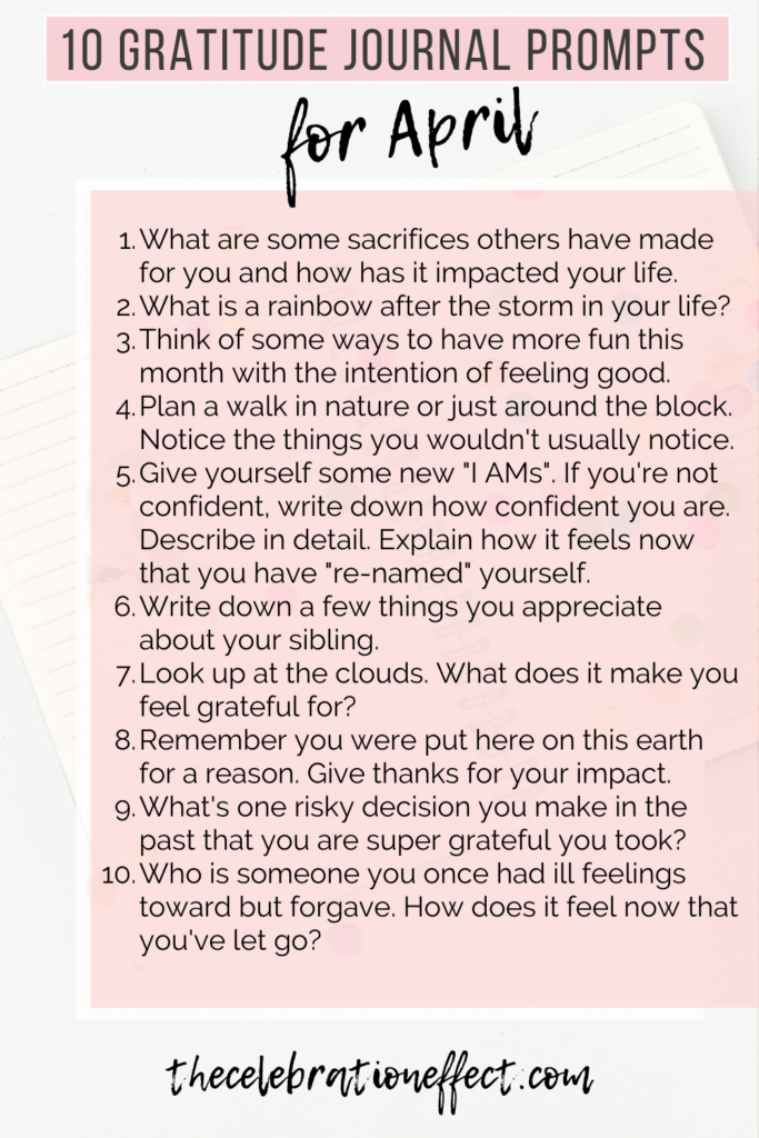 Gratitude Journal Prompts for April